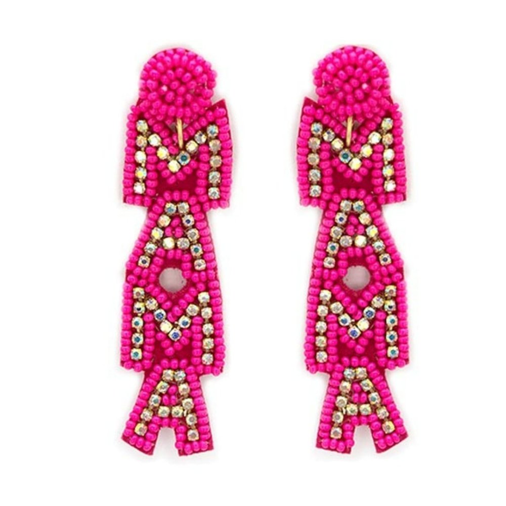 Mama Pink Beaded Earrings